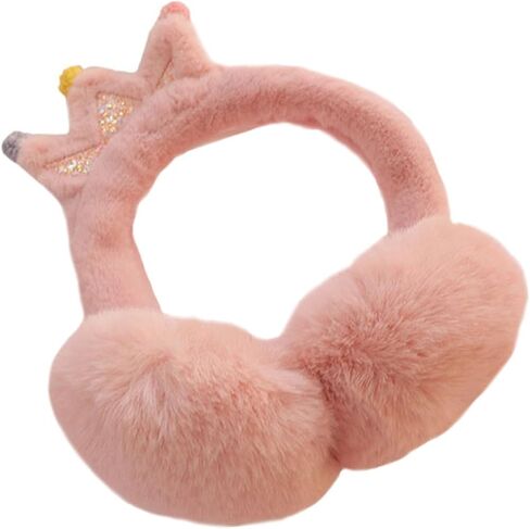 POPETPOP Thick Winter Earmuffs Faux Rabbit Fur Outdoor Warm Ear Cover Cartoon Crown Design Unisex Ear Warmer for Boys and Random Color in Saudi Arabia