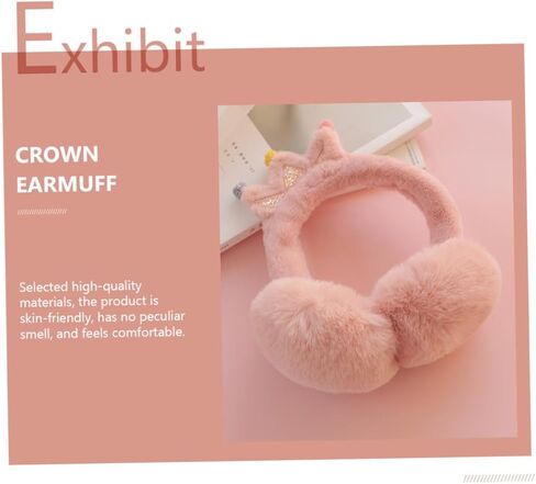 POPETPOP Thick Winter Earmuffs Faux Rabbit Fur Outdoor Warm Ear Cover Cartoon Crown Design Unisex Ear Warmer for Boys and Random Color in Saudi Arabia