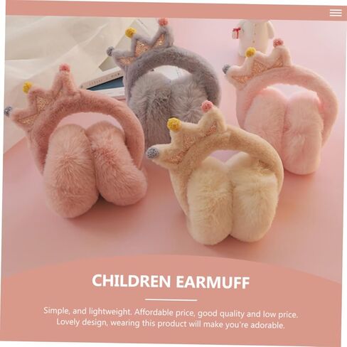 POPETPOP Thick Winter Earmuffs Faux Rabbit Fur Outdoor Warm Ear Cover Cartoon Crown Design Unisex Ear Warmer for Boys and Random Color in Saudi Arabia