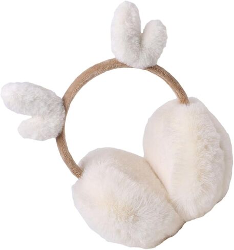 PartyKindom Creative Plush Winter Ear Warmer Earmuffs with White Deer Antlers Soft Warm-keeping Outdoor Accessories and Boys in Saudi Arabia