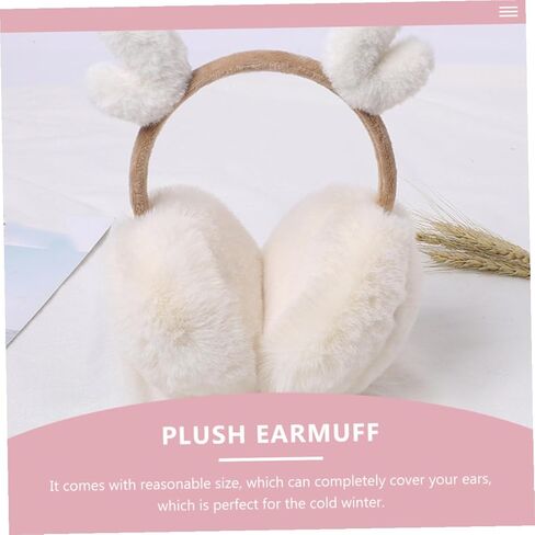PartyKindom Creative Plush Winter Ear Warmer Earmuffs with White Deer Antlers Soft Warm-keeping Outdoor Accessories and Boys in Saudi Arabia