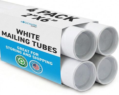 أنبوب بريد MagicWater Supply مقاس 2 × 6 بوصة باللون الأبيض - 4 عبوات - لشحن وتخزين الملصقات والفنون والحرف اليدوية والمستندات in Saudi Arabia