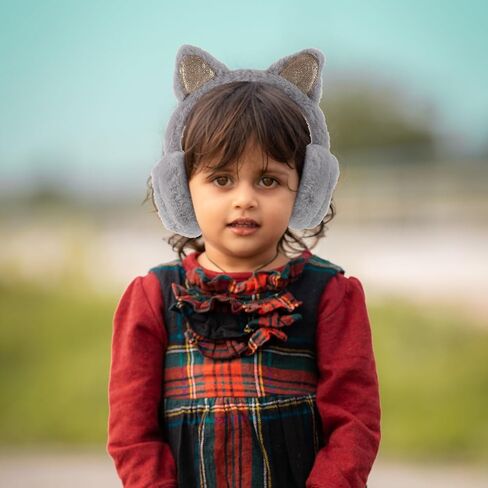 HANABASS Cat Ear Earmuffs Winter Warm Plush Ear Muffs for Boys Outdoor Cold Weather Gray in Saudi Arabia