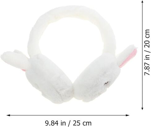 POPETPOP Plush Winter Earmuffs Cozy Warm Ear Protectors Soft Ear Covers for Boys Cold Weather Outdoor Use White Small Bunny Design in Saudi Arabia