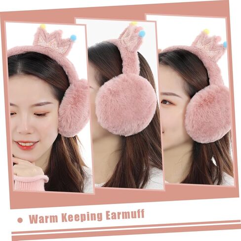 Winter Earmuffs Warm Keeping Ear Protector Thick Faux Rabbit Fur Outdoor Cold Weather Crown Design Unisex Ear Warmer for Boys Random Color in Saudi Arabia