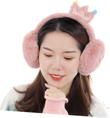 Winter Earmuffs Warm Keeping Ear Protector Thick Faux Rabbit Fur Outdoor Cold Weather Crown Design Unisex Ear Warmer for Boys Random Color in Saudi Arabia