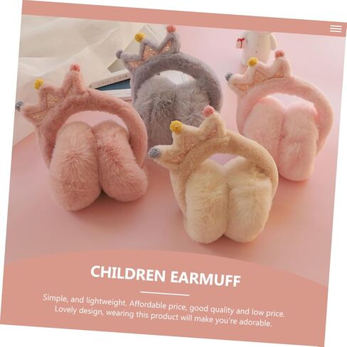 Winter Earmuffs Warm Keeping Ear Protector Thick Faux Rabbit Fur Outdoor Cold Weather Crown Design Unisex Ear Warmer for Boys Random Color in Saudi Arabia