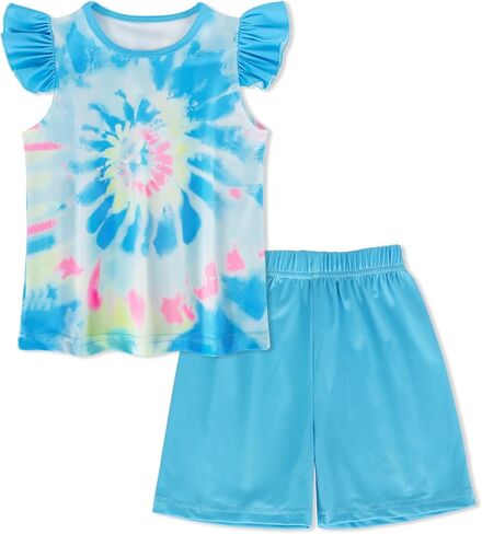 WonderBabe Girls Pajamas Set Toddler Kids 2-Piece Sleepwear Cute Top and Cozy Bottom Short Pajama Set size 2-10 Years in Saudi Arabia