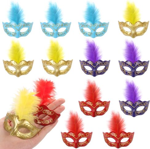12PCS Mini Masquerade Masks for Mardi Gras Masquerade Party Decoration Decorative Masks for Table Decor/Cupcake Decor/Home Decor in Saudi Arabia