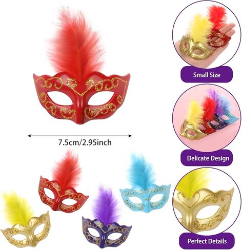 12PCS Mini Masquerade Masks for Mardi Gras Masquerade Party Decoration Decorative Masks for Table Decor/Cupcake Decor/Home Decor in Saudi Arabia