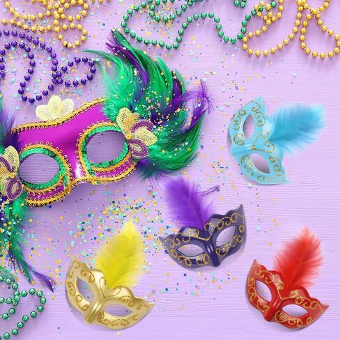 12PCS Mini Masquerade Masks for Mardi Gras Masquerade Party Decoration Decorative Masks for Table Decor/Cupcake Decor/Home Decor in Saudi Arabia