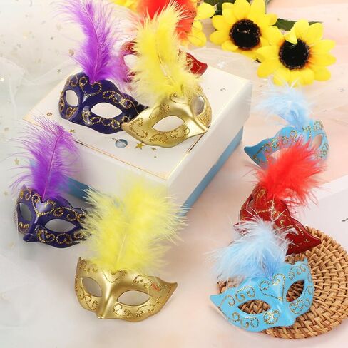 12PCS Mini Masquerade Masks for Mardi Gras Masquerade Party Decoration Decorative Masks for Table Decor/Cupcake Decor/Home Decor in Saudi Arabia