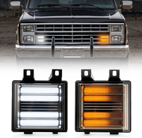 Sequential Turn Signal Lights DRL Parking Marker Light Compatible with 1984-1991 Chevy GMC C/K R/V Pickup Truck K5 Blazer G10 G20 G30 Van W/quad headlamps replaces 918045 918046 GM2521110 GM2520110 in Saudi Arabia