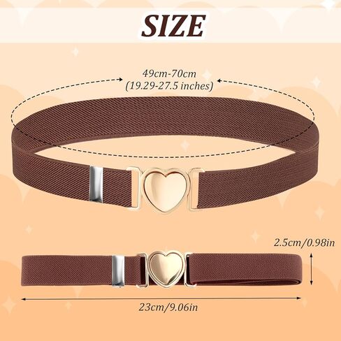 Sibba 2 Pcs Girls Belt, Cute Heart Shape With Metal Buckle Elastic Waist Belts Elastic Stretch Adjustable Waist Belt Heart Buckle Stretch Belts for Girl Pants Jeans Dress in Saudi Arabia