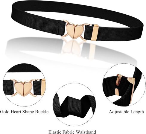 3Pcs Kids Elastic Belt with Heart Shape Buckle Adjustable Toddler Heart Buckle Stretch Belts for Girls Boys in Saudi Arabia