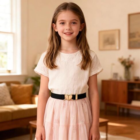 3Pcs Kids Elastic Belt with Heart Shape Buckle Adjustable Toddler Heart Buckle Stretch Belts for Girls Boys in Saudi Arabia