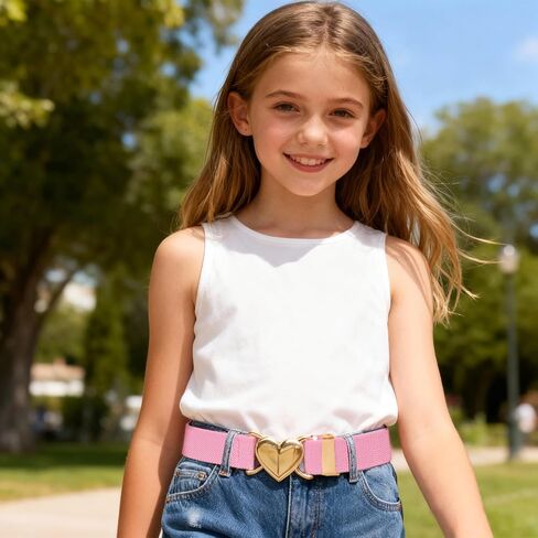 3Pcs Kids Elastic Belt with Heart Shape Buckle Adjustable Toddler Heart Buckle Stretch Belts for Girls Boys in Saudi Arabia