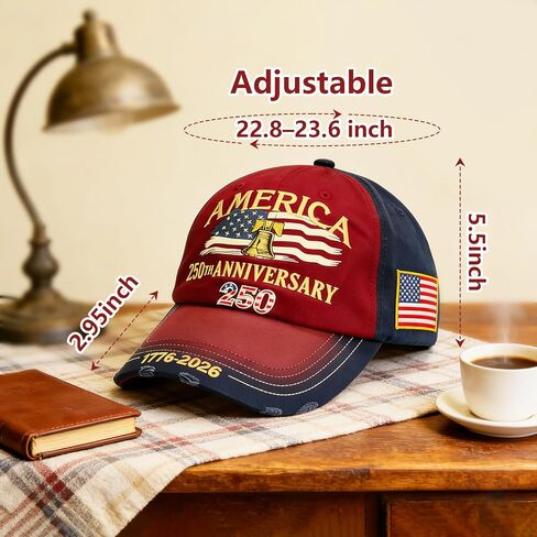 U.S.A 250th Anniversary Embroidered Baseball Cap Adjustable 1776-2026 Anniversary Birthday Retro Patriots Hat for Men Women in Saudi Arabia