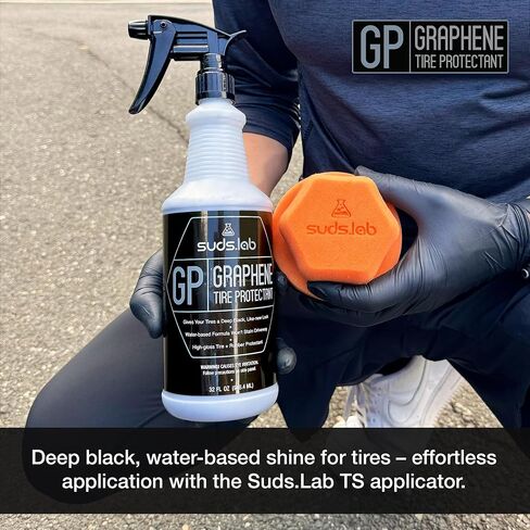 Suds Lab GP - واقي إطارات الجرافين، واقي عجلة السيارة اللامع، تلبيس وطلاء لمظهر جديد تمامًا، طلاء إطارات بخاخ أسود ساتان، 32 أونصة in Saudi Arabia