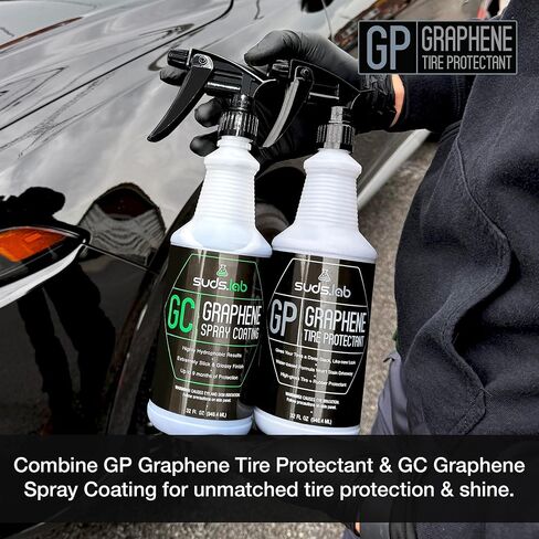 Suds Lab GP - واقي إطارات الجرافين، واقي عجلة السيارة اللامع، تلبيس وطلاء لمظهر جديد تمامًا، طلاء إطارات بخاخ أسود ساتان، 32 أونصة in Saudi Arabia