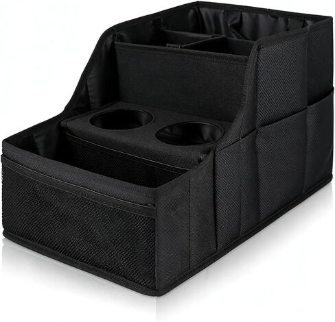 Car Seat Organizer Backseat and Passenger Seat Organizer with 9 Compartments 2 Cup Holders Car Organizer Front Seat Storage for Travel Kids，Black in Saudi Arabia