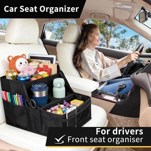 Car Seat Organizer Backseat and Passenger Seat Organizer with 9 Compartments 2 Cup Holders Car Organizer Front Seat Storage for Travel Kids，Black in Saudi Arabia