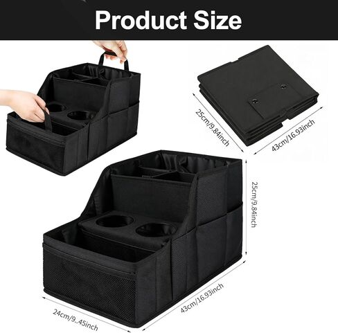 Car Seat Organizer Backseat and Passenger Seat Organizer with 9 Compartments 2 Cup Holders Car Organizer Front Seat Storage for Travel Kids，Black in Saudi Arabia