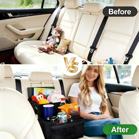Car Seat Organizer Backseat and Passenger Seat Organizer with 9 Compartments 2 Cup Holders Car Organizer Front Seat Storage for Travel Kids，Black in Saudi Arabia