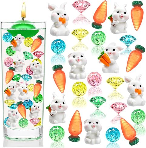 90 قطعة من حشو مزهرية عيد الفصح، نمط جزر أرنب عيد الفصح الماسي، ديكورات طاولة عيد الفصح باللؤلؤ العائم للمزهريات المنزلية لتزيين الحفلات in Kuwait