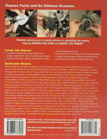 Chinese, Taiwanese and Korean Scooters 50cc-200cc, 04-'09 (Revised 2014) Technical Repair Manual in Saudi Arabia
