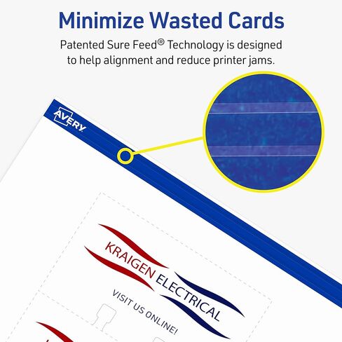 Avery Printable Rotary Cards with Sure Feed Technology, 3" x 5", White, 150 Blank Cards for Laser or Inkjet Printers (05386) in Kuwait