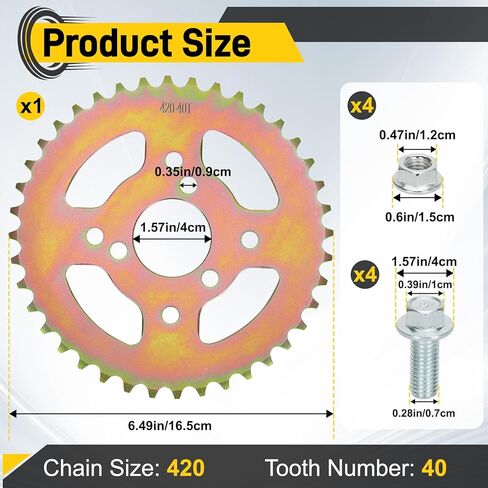 ضرس دراجة صغير 40T 420 ضرس #40/41/420 سلسلة مناسبة لكولمان B200 B200C B200R B200RSV B200V BT200X CT200U CT200UEX RB200 ضرس خلفي 3 فتحات in Kuwait