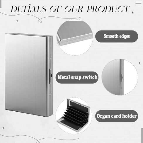 3 قطع من حامل بطاقات الائتمان من الفولاذ المقاوم للصدأ حافظة معدنية لمنع تحديد الهوية بموجات الراديو (RFID) حافظة معدنية لبطاقة الهوية مع 6 فتحات للرجال والنساء صندوق هدايا (فضي، أسود، أزرق) in Kuwait