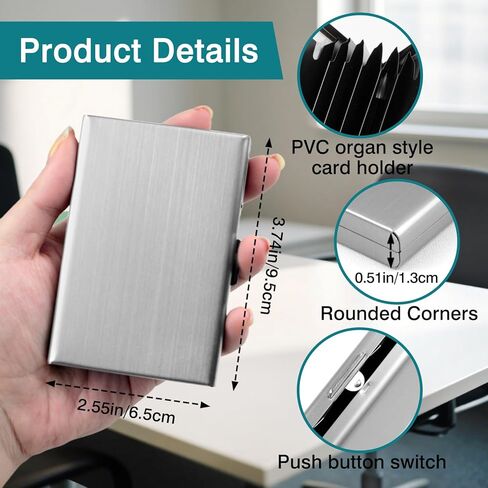 حامل بطاقات الائتمان RFID - محفظة من الفولاذ المقاوم للصدأ ومنظم بطاقات العمل للرجال والنساء in Saudi Arabia