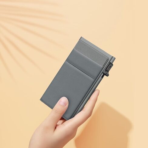 حامل بطاقات منبثق للرجال مع خاصية حجب RFID: محفظة عمل بسيطة لبطاقات الائتمان والخصم في التنقلات اليومية، رمادي in Saudi Arabia