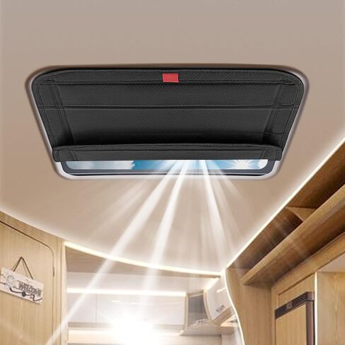 Magnetic RV Vent Cover - 16.25 x 16.25 Inch Foldable Magnet RV Blackout Window Shade Sun Cover with UV Protection and Waterproofing, Comes with Storage Bag (Black) in Saudi Arabia