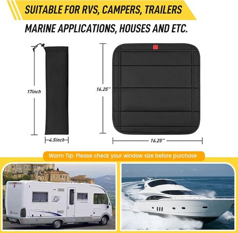 Magnetic RV Vent Cover - 16.25 x 16.25 Inch Foldable Magnet RV Blackout Window Shade Sun Cover with UV Protection and Waterproofing, Comes with Storage Bag (Black) in Saudi Arabia