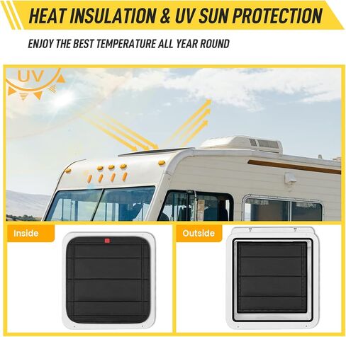 Magnetic RV Vent Cover - 16.25 x 16.25 Inch Foldable Magnet RV Blackout Window Shade Sun Cover with UV Protection and Waterproofing, Comes with Storage Bag (Black) in Saudi Arabia