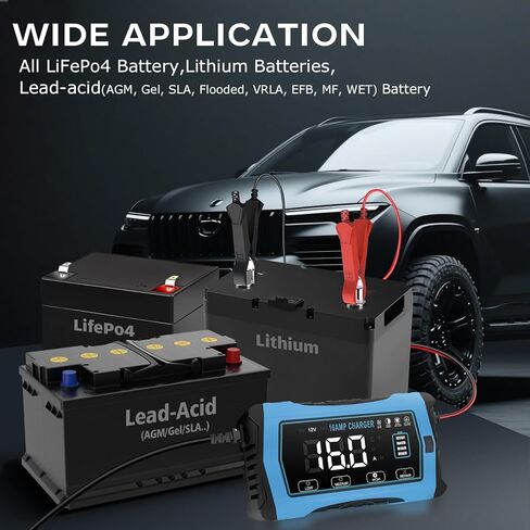 شاحن بطارية سيارة HTRC، 10 أمبير 12 فولت و24 فولت، جهاز إزالة الكبريت من الشاحن الأوتوماتيكي بالكامل، جهاز صيانة بطارية LCD ذكي مع تعويض درجة الحرارة للسيارة والدراجات النارية والحديقة والليثيوم وLiFePO4 وحمض الرصاص in Kuwait