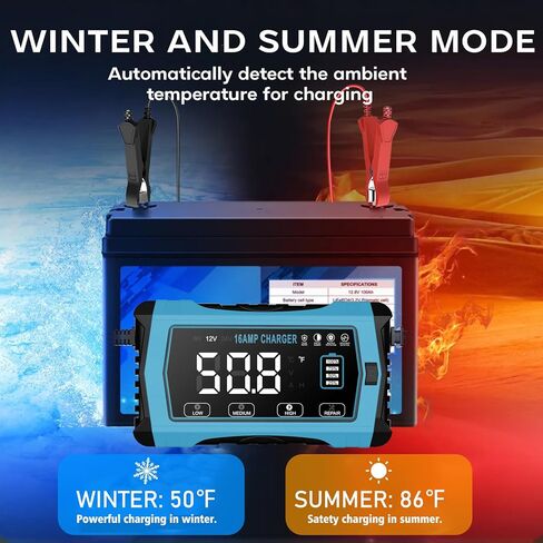 شاحن بطارية سيارة HTRC، 10 أمبير 12 فولت و24 فولت، جهاز إزالة الكبريت من الشاحن الأوتوماتيكي بالكامل، جهاز صيانة بطارية LCD ذكي مع تعويض درجة الحرارة للسيارة والدراجات النارية والحديقة والليثيوم وLiFePO4 وحمض الرصاص in Kuwait