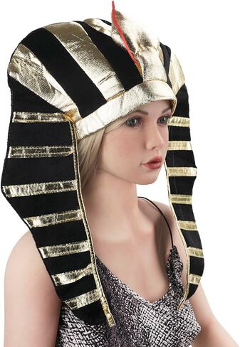 Clobeau Pharaoh Hat Egyptian Headpiece King TUT Costume King Pharaoh Costume Adult Pharaohs Headpiece Egyptian Halloween Costumes Cosplay Dress Up Themed Party Supplies Pharaohs Costumes in Saudi Arabia