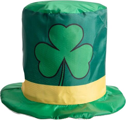 St.Patrick's Day Shamrock Clover Hat,Irish Green Top Hat,Costume Accessories Leprechaun Hat For Men Women (Green Hat F) in Kuwait