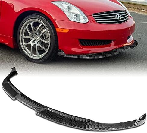 حافة سبويلر أمامية من HYPERSPEED 3 قطع ABS GT-Style مناسبة لـ 2003 2004 2005 2006 2007 Infiniti G35 Coupe، ملحقات خارجية لتعديل السيارات، استبدال التجميع، موزع طقم جسم الذقن الهوائي (مظهر كربوني) in Kuwait