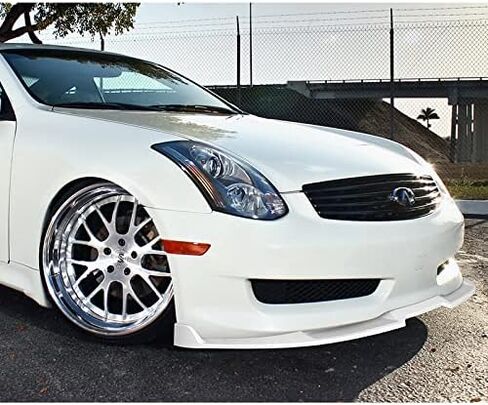 حافة سبويلر أمامية من HYPERSPEED 3 قطع ABS GT-Style مناسبة لـ 2003 2004 2005 2006 2007 Infiniti G35 Coupe، ملحقات خارجية لتعديل السيارات، استبدال التجميع، موزع طقم جسم الذقن الهوائي (مظهر كربوني) in Kuwait