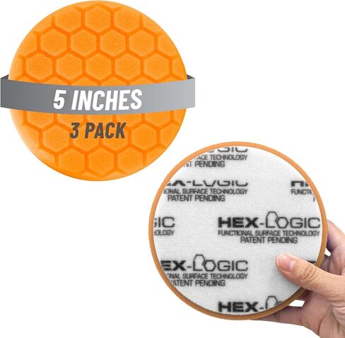Chemical Guys Hex-Logic Medium Cut Polishing Pad Orange (5.5 Inch) (3 Pack) – Dual Action Polisher Pad for Swirl Removal & Gloss Restoration in Saudi Arabia