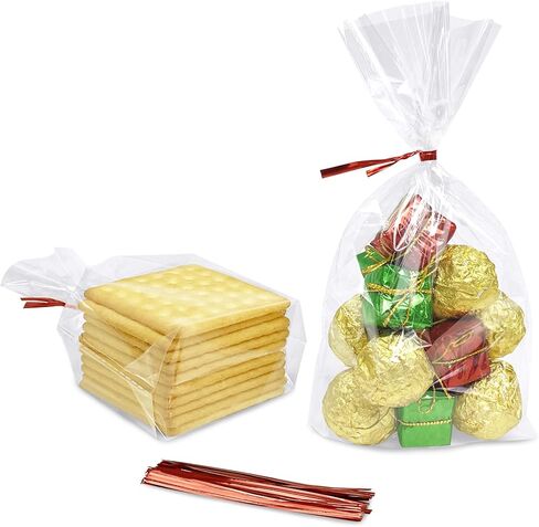 Morepack Flat Bottom Cellophane Bags,100 Pcs 7x3x12 Inches Clear Cello Bags Flat Bottom Cellophane Treat Bags for Cookie (No Side Gusset) in Kuwait