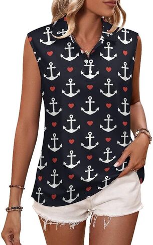 Nautical Funny Anchor Women's Tank Top Sleeveless Vest V Neck Shirt for Work Party Travel in Saudi Arabia