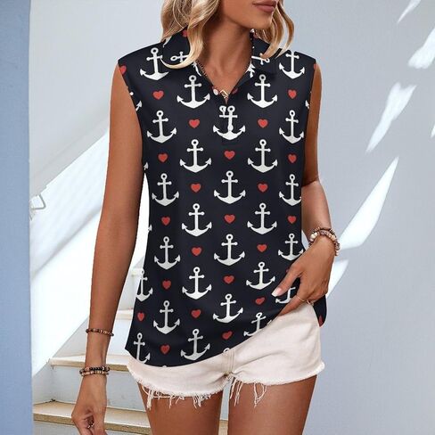 Nautical Funny Anchor Women's Tank Top Sleeveless Vest V Neck Shirt for Work Party Travel in Saudi Arabia
