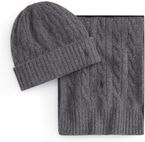 Polo Ralph Lauren Mens Cable-Knit 100% Cashmere Beanie and Scarf Set in Saudi Arabia