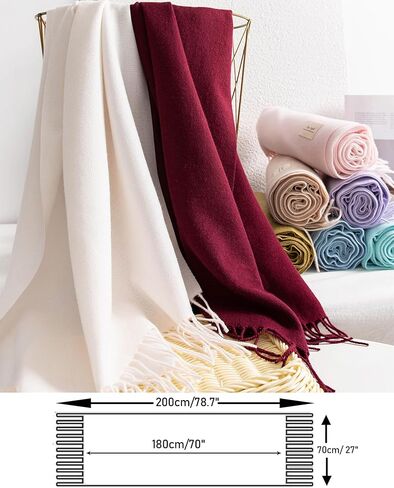 White Large Scarf Pashmina Shawl for Women, Fall Winter Soft Cashmere-Feel Fringe Wrap Fashion Accessories for Wedding Bridal Evening Dresses in Saudi Arabia